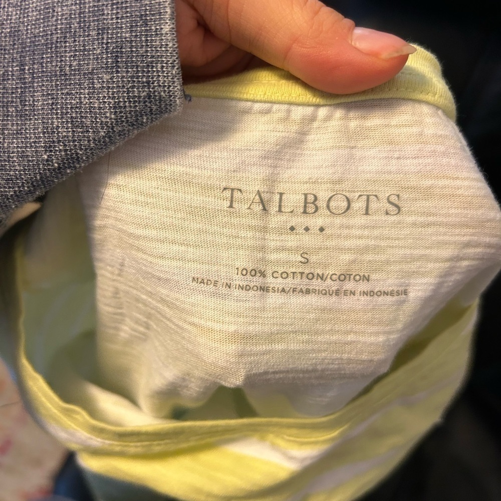 Talbots Striped Sequin Seahorse Cotton Tee - Picture 3 of 4